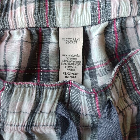 Victoria's Secret Gray Pink Plaid Pajama Pants, Women's XS - Picture 2 of 3
